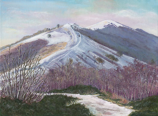 Oil artwork titled A Winter Walk.