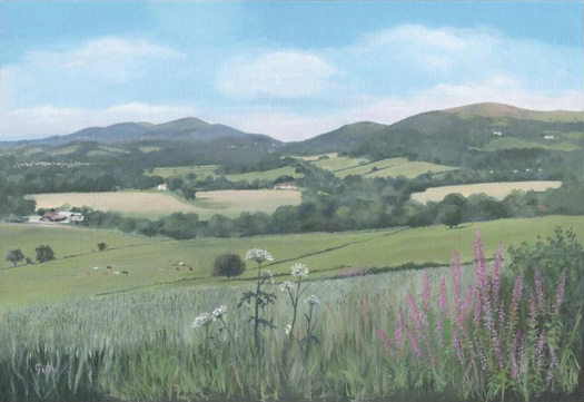Oil artwork titled Across Colwall to the Hills.
