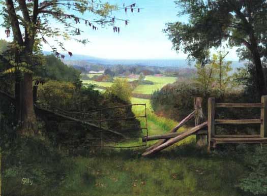Oil artwork titled Colwall from the Camp.