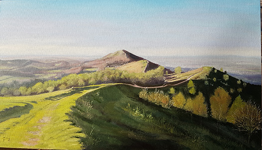 Oil artwork titled Early Evening on Pinnacle Hill.