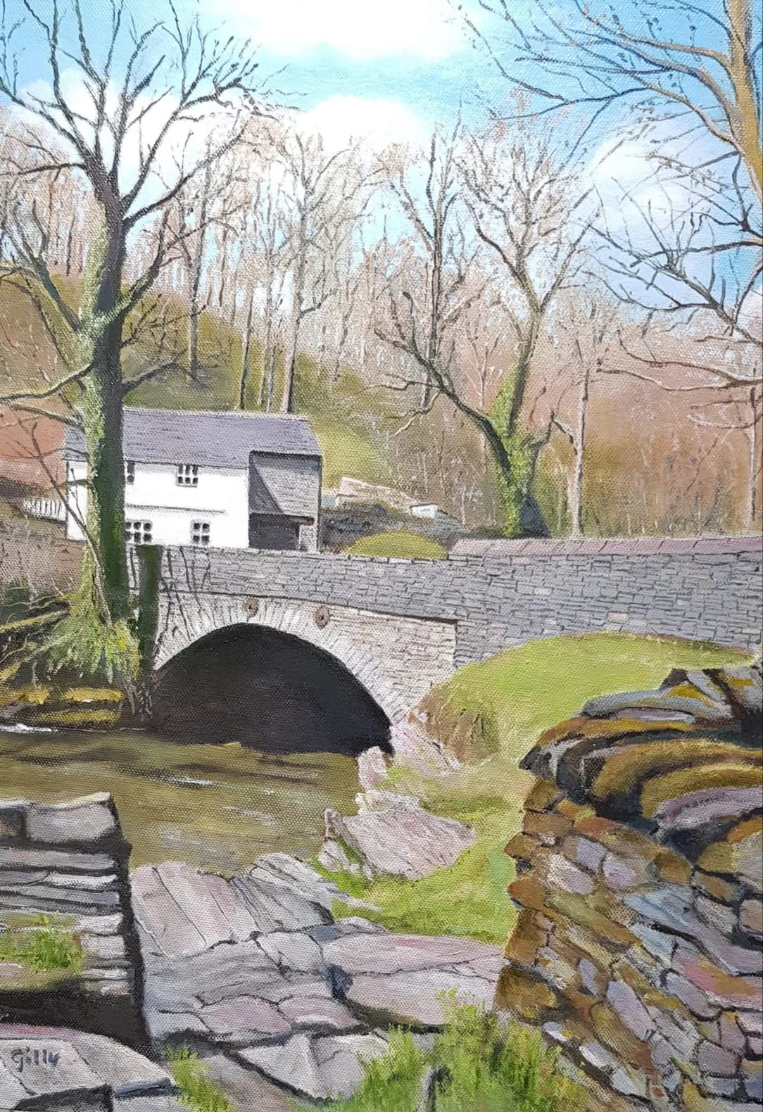 Oil artwork titled Elterwater, The Lake District.