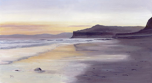 Oil artwork titled Evening Light On The Ness.