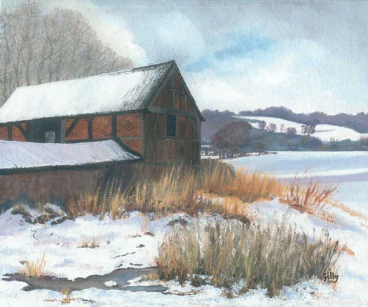 Oil artwork titled Flapgate Barn, Colwall.