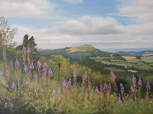 Oil artwork titled July on the Malverns.