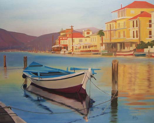 Oil artwork titled Lefkada, Greece.