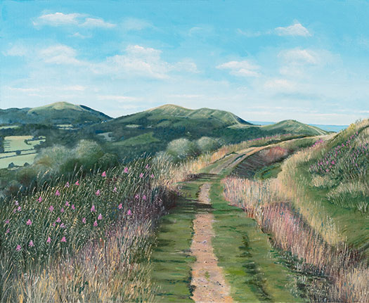 Oil artwork titled Looking North from the Camp.