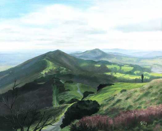 Oil artwork titled Looking south along the ridge.