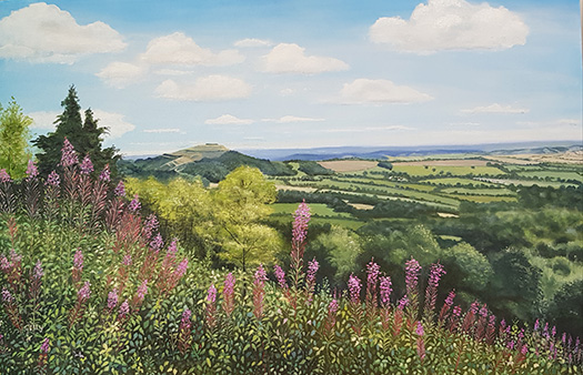 Oil artwork titled South of the Hills in Summer.