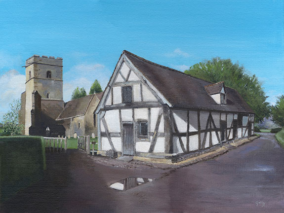 Oil artwork titled St James the Great, Colwall.