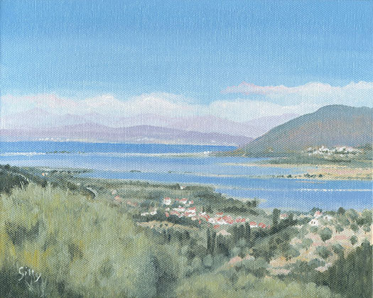 Oil artwork titled View from Katouna, Lefkada.