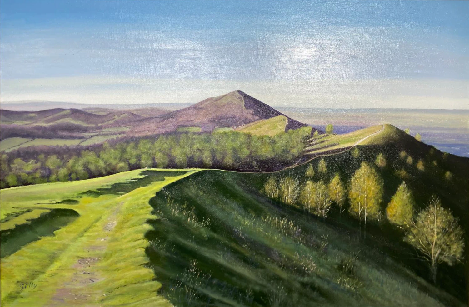 Oil artwork titled Walking the Ridge.